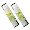 White Amaryllis Print Car Seat Belt Covers