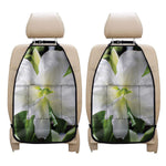 White Amaryllis Print Car Seat Organizers