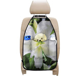 White Amaryllis Print Car Seat Organizers