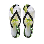 White Amaryllis Print Flip Flops