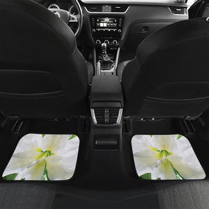 White Amaryllis Print Front and Back Car Floor Mats