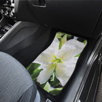 White Amaryllis Print Front and Back Car Floor Mats