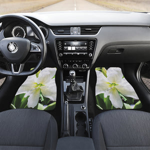 White Amaryllis Print Front Car Floor Mats