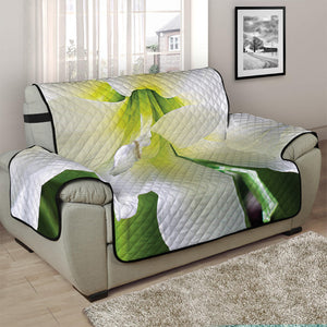 White Amaryllis Print Half Sofa Protector