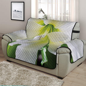 White Amaryllis Print Half Sofa Protector