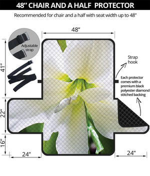 White Amaryllis Print Half Sofa Protector