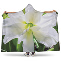 White Amaryllis Print Hooded Blanket