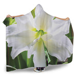 White Amaryllis Print Hooded Blanket
