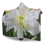White Amaryllis Print Hooded Blanket