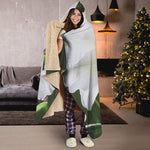 White Amaryllis Print Hooded Blanket