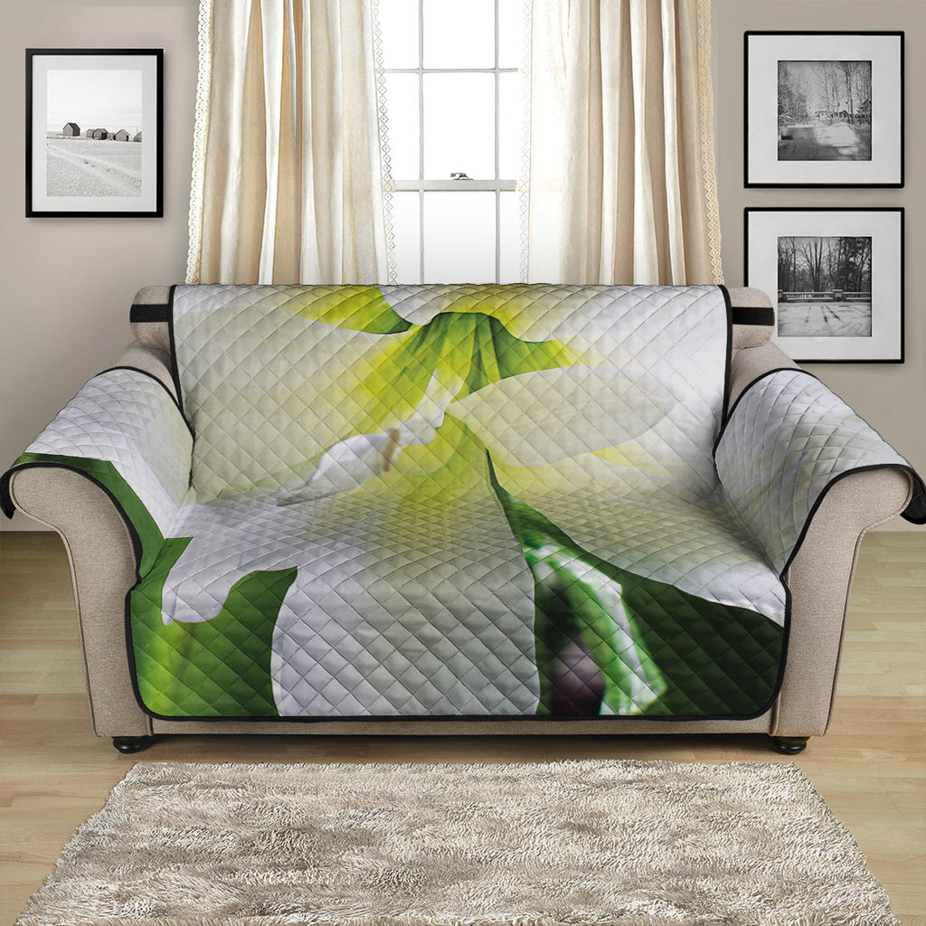 White Amaryllis Print Loveseat Protector