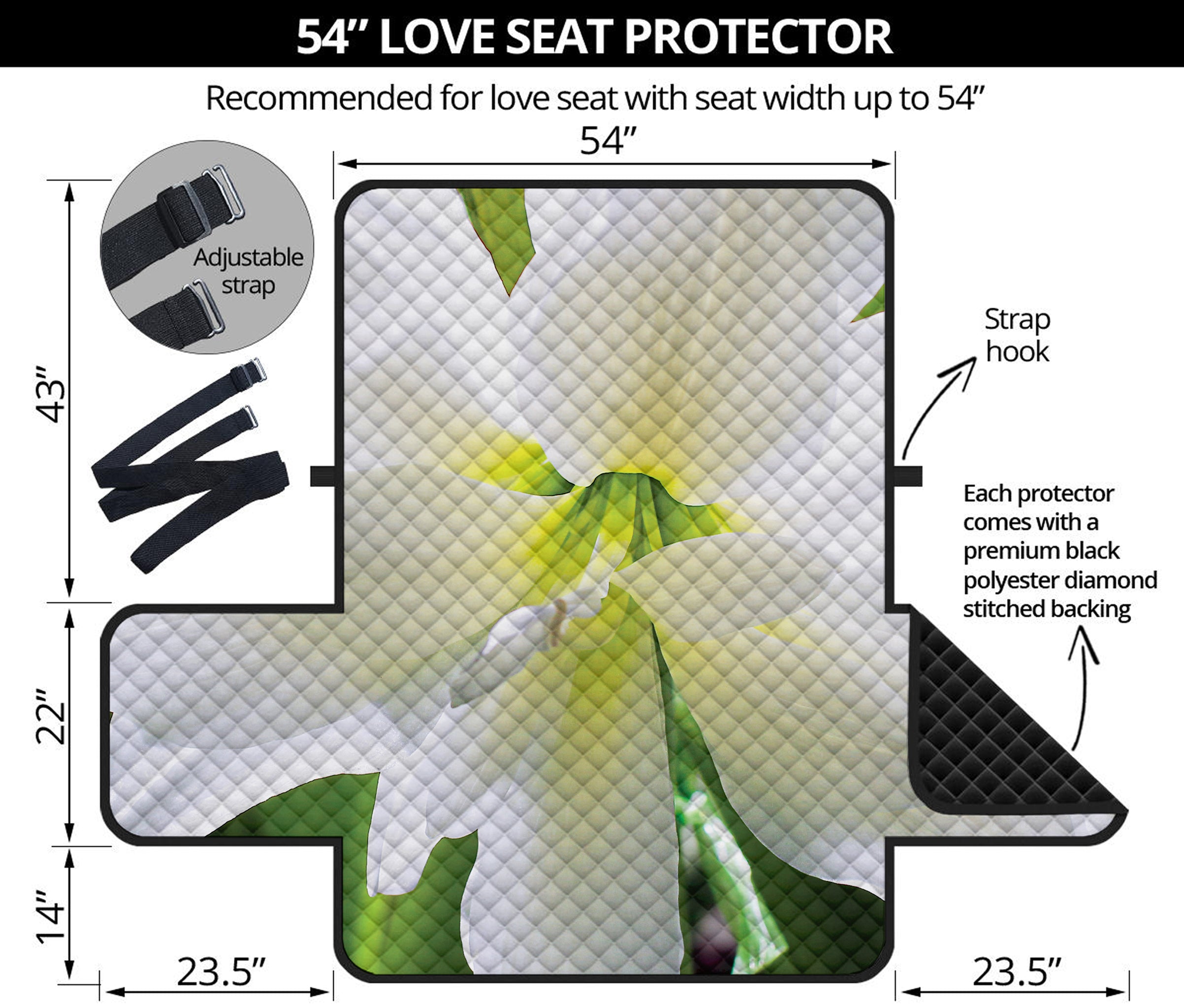 White Amaryllis Print Loveseat Protector