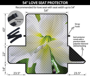 White Amaryllis Print Loveseat Protector