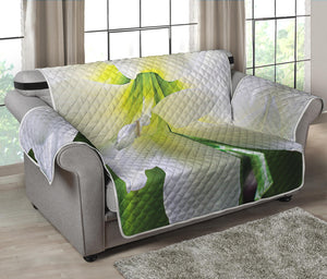 White Amaryllis Print Loveseat Protector