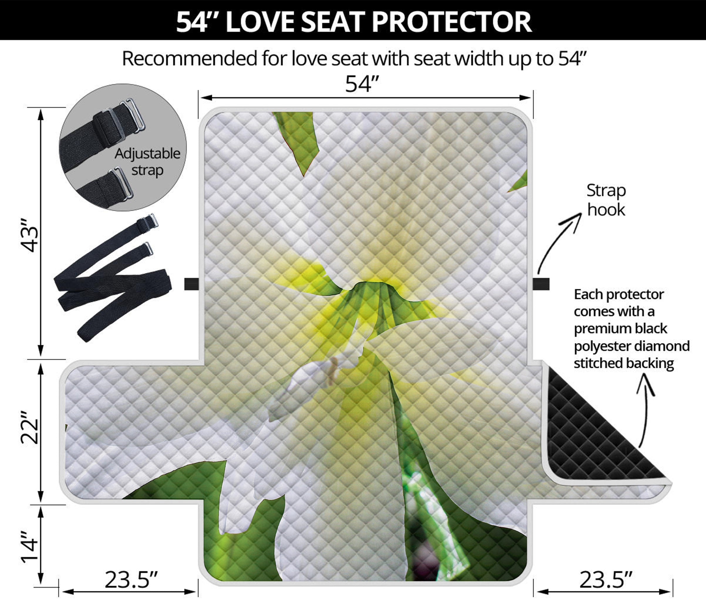 White Amaryllis Print Loveseat Protector