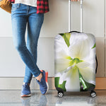 White Amaryllis Print Luggage Cover