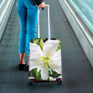 White Amaryllis Print Luggage Cover