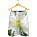 White Amaryllis Print Men's Shorts
