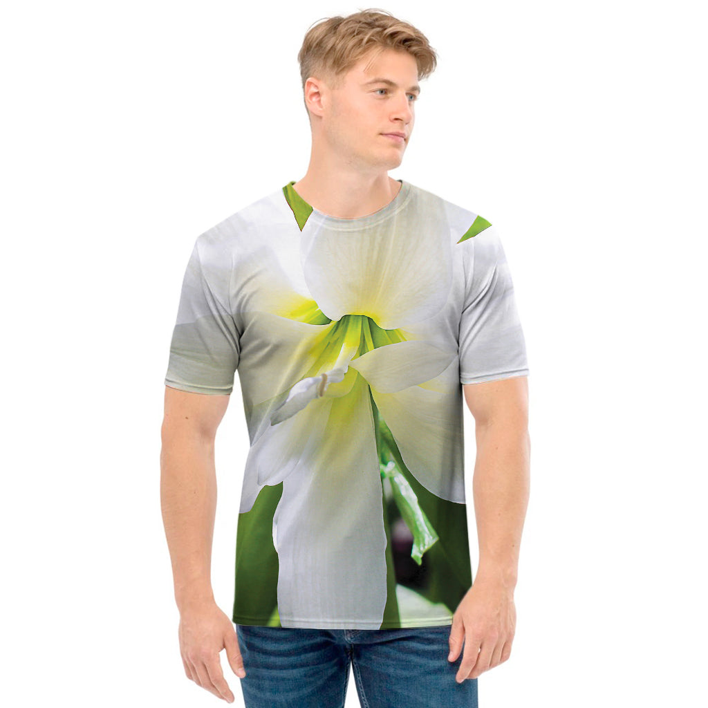 White Amaryllis Print Men's T-Shirt