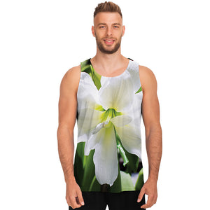 White Amaryllis Print Men's Tank Top