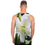 White Amaryllis Print Men's Tank Top