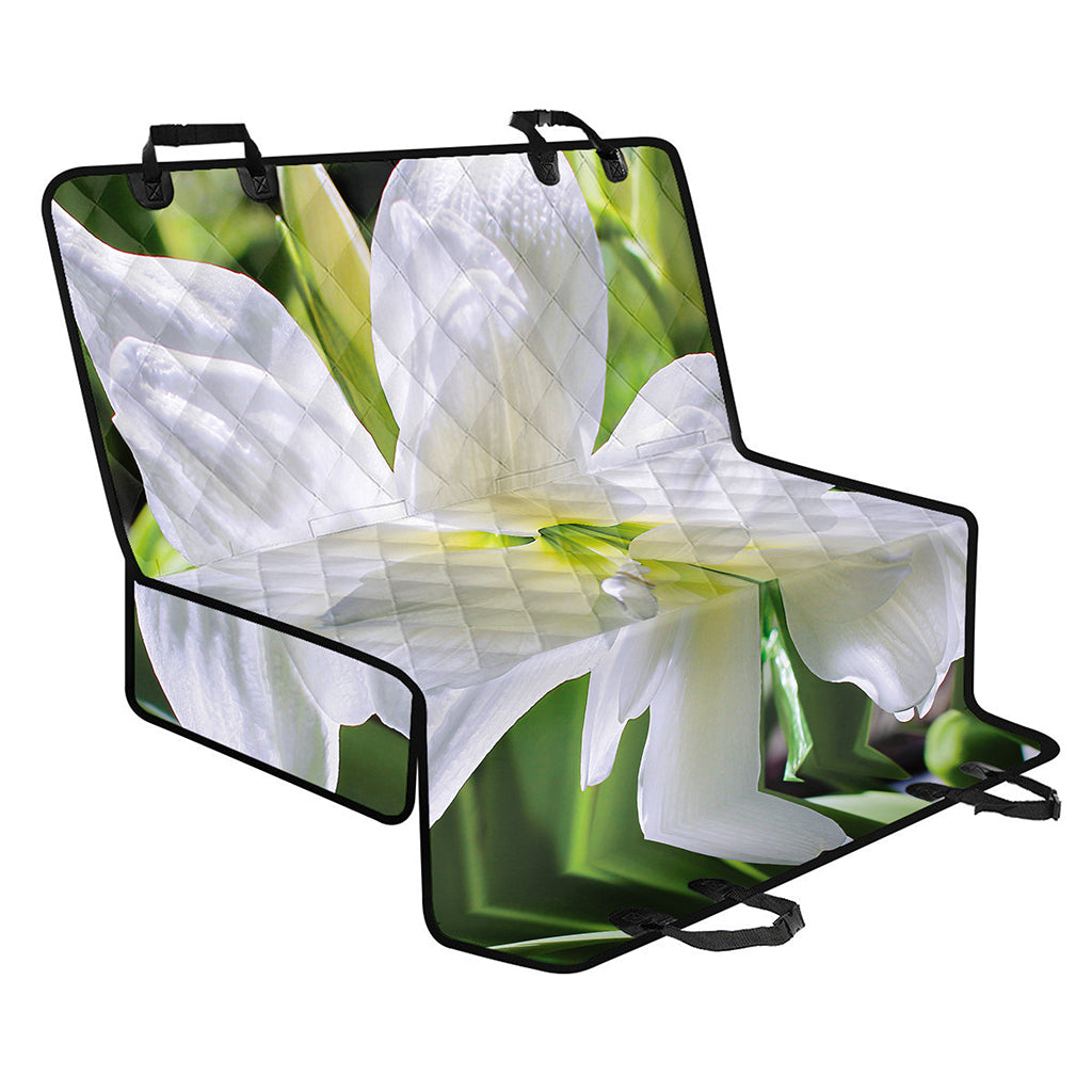 White Amaryllis Print Pet Car Back Seat Cover
