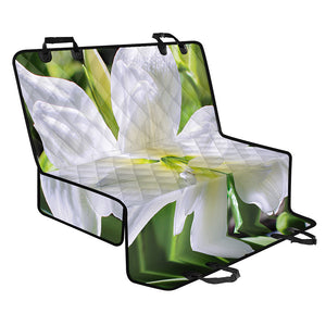 White Amaryllis Print Pet Car Back Seat Cover