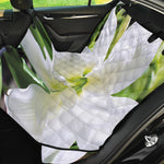 White Amaryllis Print Pet Car Back Seat Cover