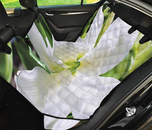 White Amaryllis Print Pet Car Back Seat Cover