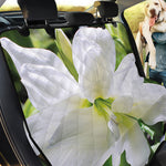 White Amaryllis Print Pet Car Back Seat Cover