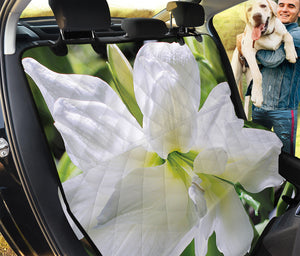 White Amaryllis Print Pet Car Back Seat Cover