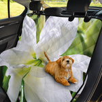 White Amaryllis Print Pet Car Back Seat Cover