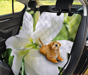 White Amaryllis Print Pet Car Back Seat Cover