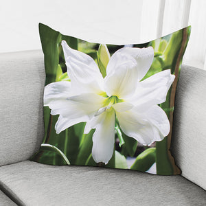 White Amaryllis Print Pillow Cover