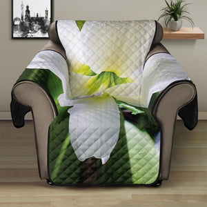 White Amaryllis Print Recliner Protector