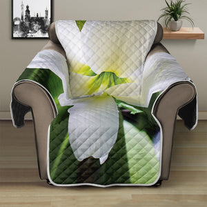 White Amaryllis Print Recliner Protector