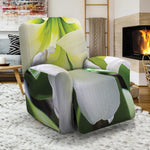 White Amaryllis Print Recliner Slipcover