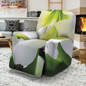 White Amaryllis Print Recliner Slipcover