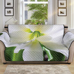 White Amaryllis Print Sofa Protector