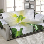 White Amaryllis Print Sofa Protector