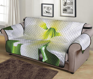 White Amaryllis Print Sofa Protector