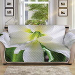 White Amaryllis Print Sofa Protector