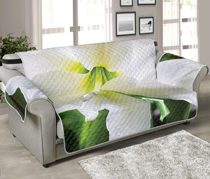 White Amaryllis Print Sofa Protector