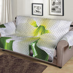 White Amaryllis Print Sofa Protector