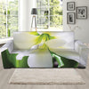 White Amaryllis Print Sofa Slipcover