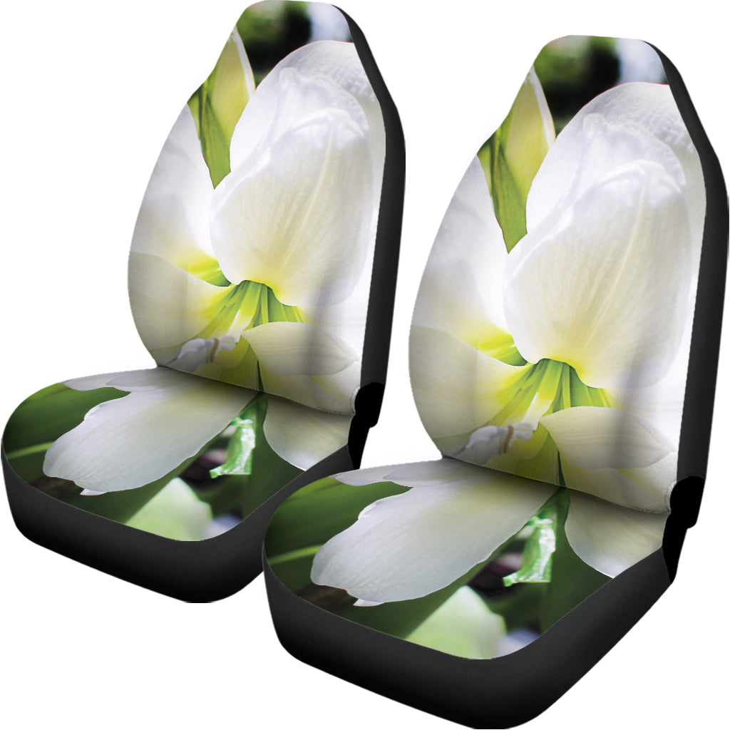 White Amaryllis Print Universal Fit Car Seat Covers