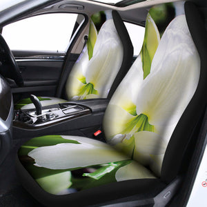 White Amaryllis Print Universal Fit Car Seat Covers