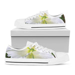 White Amaryllis Print White Low Top Shoes