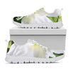 White Amaryllis Print White Sneakers