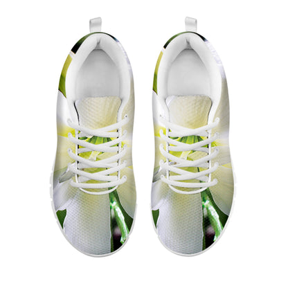 White Amaryllis Print White Sneakers